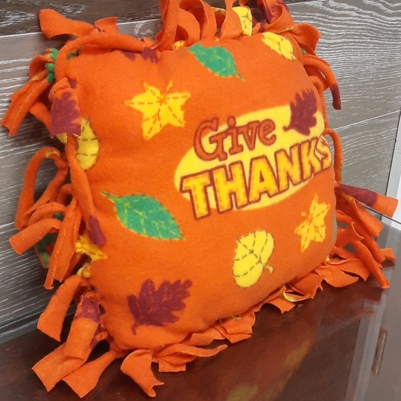 Give Thanks Fall Autumn leaves accent pillow - Picture 2 of 3